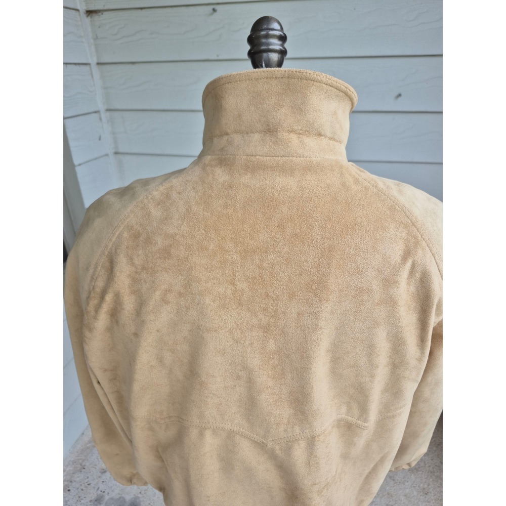 Vintage Lakeland Tan Suede Bomber Jacket Mens XL Full Zip Harrington Coat - Picture 11 of 16